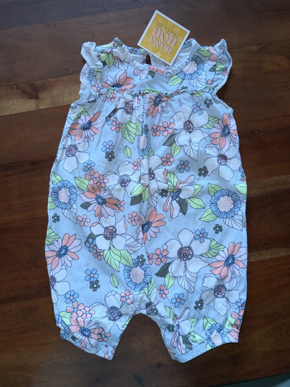 Carter's White Floral Jumpsuit with Pink, Blue & Green Accents